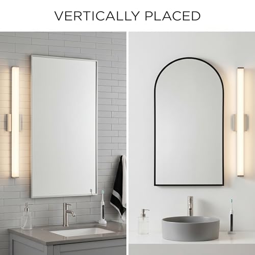 URSOLA 36" Modern LED Bathroom Light Fixtures, Brushed Nickel 3CCT Dimmable Bathroom Vanity Light Over Mirror, Bathroom Vanity Bath Bar Lights with Double Layer Acrylic Shade - color: Brushed Nickel, size: 36inch