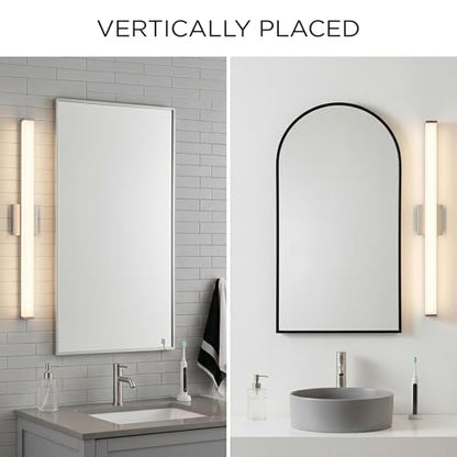 URSOLA 36" Modern LED Bathroom Light Fixtures, Brushed Nickel 3CCT Dimmable Bathroom Vanity Light Over Mirror, Bathroom Vanity Bath Bar Lights with Double Layer Acrylic Shade - color: Brushed Nickel, size: 36inch