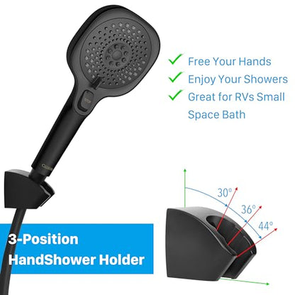 RV Shower Head with Hose and On Off Switch, 3-Spray Camper Water Saving and High Pressure Shower Head with Hose for RV, Camper, Van, Travel Trailer, Motorhome and Boat, Matte Black - color: Matte Black