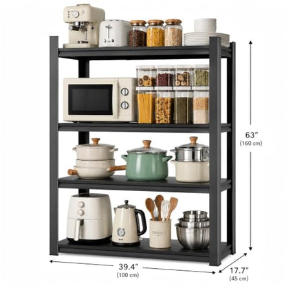 4-Tier Metal Bakers Rack, 39"W x18"D x 63"H Adjustable Kitchen Pantry Shelf | Freestanding Microwave Stand Organizes Cookware, Appliances, Snacks, Jars, Sturdy Closet Shelving Fits Pantry Essentials - size: 39"W*18"D*63"H-4 TIER