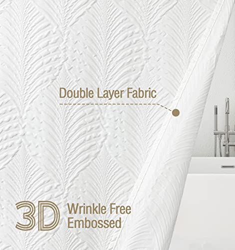 72x84 Extra Long Shower Curtain, White 3D Embossed Half Bath Curtain - color: White, size: 72"W x 84"L (Pack of 1)