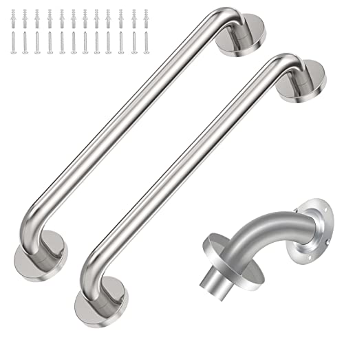 2 Pack Grab Bars for Bathroom, 18 Inch Chrome Stainless Steel Shower Grab Bar, Concealed Screw Balance Assist Safety Bath Handrail, 500lbs Support Shower Handle for Handicap, Elderly, Injury - color: Chrome Polished, size: 18 Inch (Pack of 2)