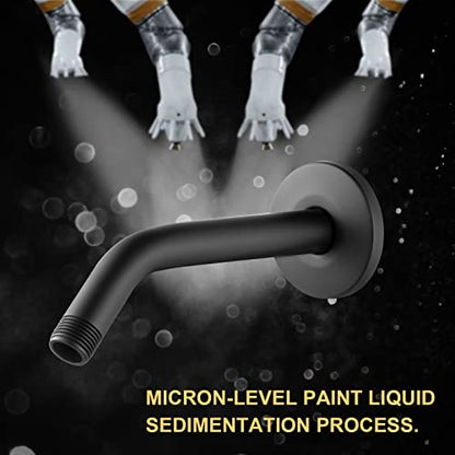 OFFO Shower Arm with Flange, 10 in Wall Mount Replacement Angle Shower Head Arm Wall-Mounted For Fixed Shower Head & Handheld Showerhead, Matte Black - color: Matte Black, style: 10 in