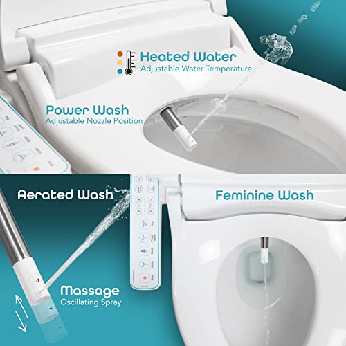 BidetMate 1000 Series Bidet Toilet Seat, Heated Water and Seat, Side Panel | Instant warm-water wash, heated seat, air dryer, and self-cleaning nozzle. Side panel control. Fits elongated toilets. - style: 1000 Series | Elongated | Side Panel