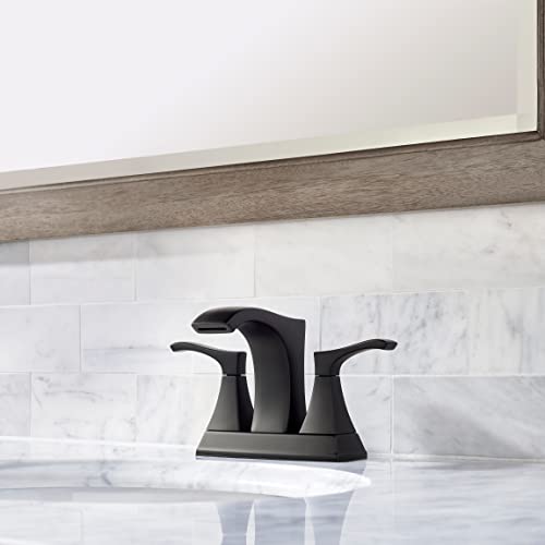Pfister Venturi Bathroom Sink Faucet, 4-Inch Centerset, 2-Handle, 3-Hole, Matte Black Finish, LF048VNBB - color: Matte Black, size: 4 Inches