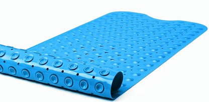 Extra-Long Non-Slip Bathtub & Shower Mat 39”x16” (Smooth/Non-Textured Tubs Only) Safe, Clean, Machine-Washable, Superior Grip&Drainage, Vinyl, Opaque Light Blue - color: Opaque Light Blue, size: 39" x 16" (Rectangular)
