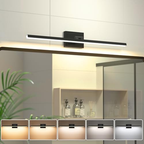 VOLISUN Modern Bathroom Vanity Light 31.5 inch, Rotatable, 18W Dimmable 5CCT Led Bathroom Light Fixture Over Mirror, Black Bar Vanity Light for Bathroom Mirror Cabinets-ETL Certificated - color: Black, size: 31.5 inch