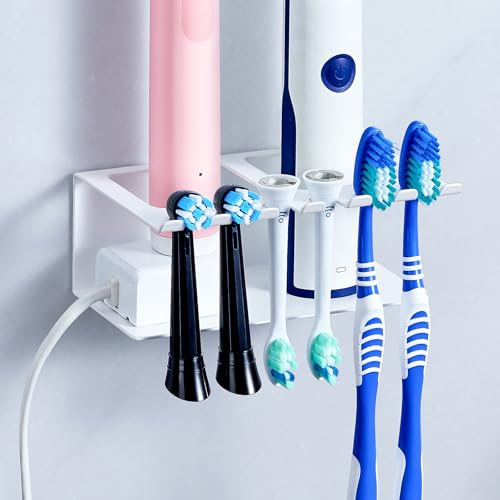 Electric Toothbrush Head Holders, Electric Toothbrush Holders Wall Mounted, Shower Electric Head Holder, Toothbrush and Toothpaste Holder, Tooth Brushing Holder for Bathroom (White, Small) - color: White, size: Small