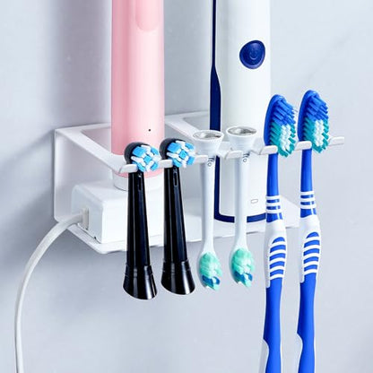 Electric Toothbrush Head Holders, Electric Toothbrush Holders Wall Mounted, Shower Electric Head Holder, Toothbrush and Toothpaste Holder, Tooth Brushing Holder for Bathroom (White, Small) - color: White, size: Small