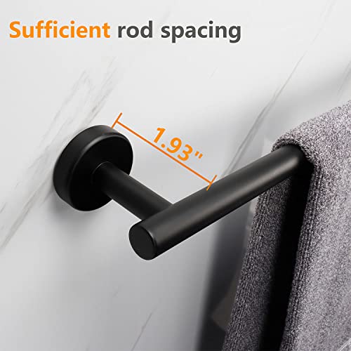 TocTen Bath Towel Bar - Thicken SUS304 Stainless Steel Bathroom Towel Holder, Towel Rod for Bathroom Heavy Duty Wall Mounted Towel Rack Hanger (16IN, Black) - color: Black, size: 16IN