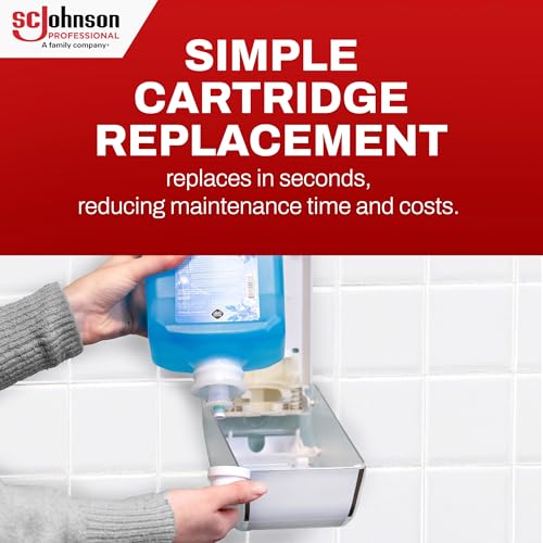 SC Johnson Professional Azure FOAM Dispenser and Refill Starter Kit, Wall Mount Soap Dispenser for Hand Soap, 1 Refresh Azure FOAM Hand Wash, 1 Liter Cartridge, 33.8 fl. oz., for Professional Use Only