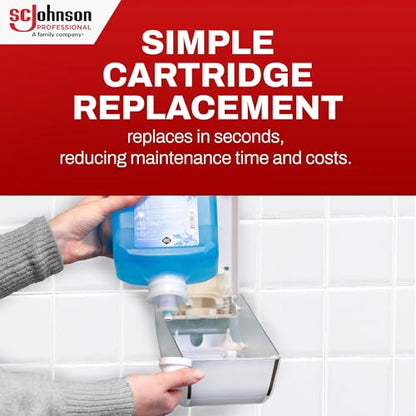 SC Johnson Professional Azure FOAM Dispenser and Refill Starter Kit, Wall Mount Soap Dispenser for Hand Soap, 1 Refresh Azure FOAM Hand Wash, 1 Liter Cartridge, 33.8 fl. oz., for Professional Use Only