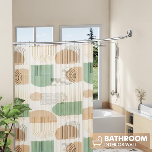 Curved Shower Curtain Rod for Bathroom, 40-72 Inches Adjustable Shower Rod | Rustproof Shower Curtain Rod with Rotating Brackets for Extra 30% Large Shower Space, 0.9MM thickness, Need to Drill, Chrome - color: Chrome