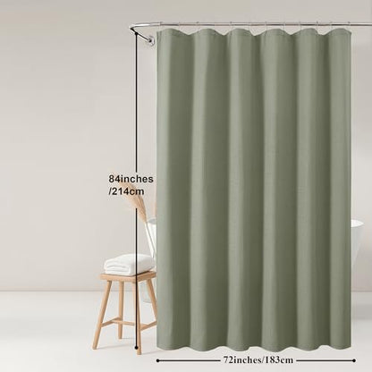 Sage Green Shower Curtain 84 Inches Extra Long, Waffle Weave Heavy Fabric Shower Curtain for Bathroom, Waterproof Soft Hotel Spa Luxury Elegant Bath Curtains, Machine Washable, 72x84 Inch - color: Sage Green, size: 72"W x 84"L (Pack of 1)