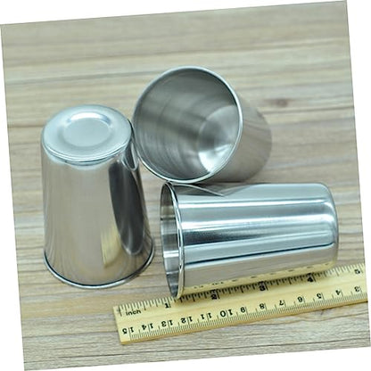 Cabilock 2pcs Stainless Steel Water Tumblers Multi Use Cups for Beverages Juice and Parties Sleek Silver Design Easy to Clean for Home and Travel - size: 6X6cm