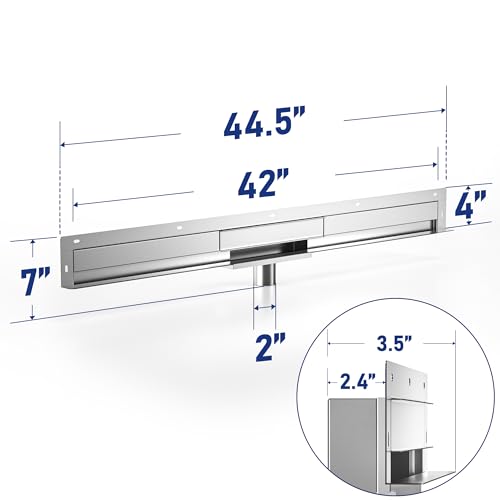 Linear Wall Drain 42’’, CUPC Certified | 304 Stainless Steel Side Drain w/ Tiled Grate & Hair Strainer, Brushed Tiled Shower Drain for Bathroom - size: 42"