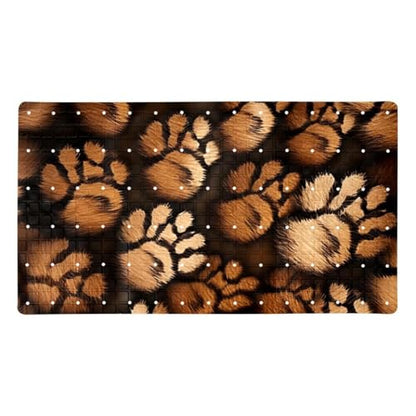 Non Slip Bathtub Mat Brown Dog Paw Prints Bathroom Shower Tub Mats with Suction Cups and Drain Holes for Kids and Adults 15.7x27.9 in