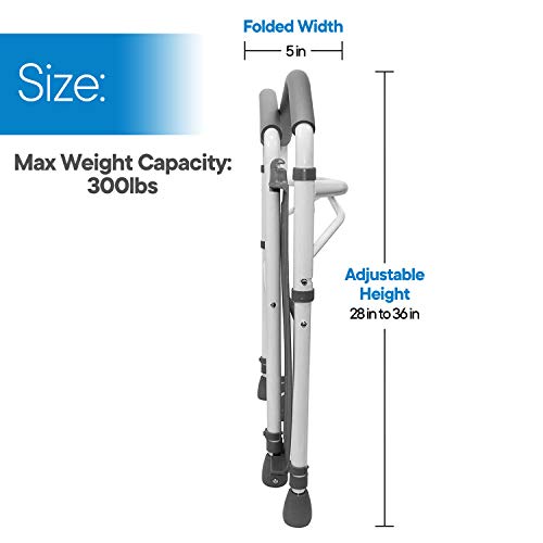 RMS Toilet Safety Frame & Rail - Foldable, Portable Bathroom Toilet Rail | Handrail Toilet Bars with Adjustable Height (White)