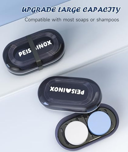 Doter Leakproof Travel Soap Dish with Lid - Draining Soap Bar Holder for Bathroom, Shower, Gym, School, Camping, Vacation, Outdoor - color: Black
