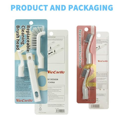 Crevice Cleaning Brush Set, Grout Brush Tools with 4Pcs Repalceable Scrub Brushes & 1 Handle, Small Hard Bristle Cleaner Brushes for Home Kitchen Sink Bathroom Corner Window Groove Cup Blender - size: 1small+1big+2medium