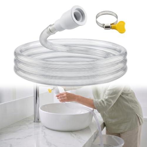 6.5FT Warmfarm Sink Hose Attachment for Faucet,PVC Faucet Hose Adapter for Sink with Stainless Steel Clamp,Portable Water Transfer for Garden, Pet Bathing, Cleaning - size: 6.5FT
