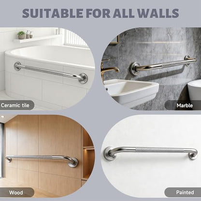 36 Inch Shower Grab Bar 1.25" Dia,Brushed Nickel Anti Slip Bathroom Grab Bar, 304 Stainless Steel Knurled Handicap Grab Bars, Safety Support Handrail, Bath Shower Handle for Elderly Injury Senior