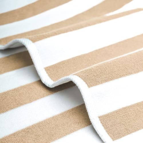 American Soft Linen Cabana Striped Beach Towels, 30x60 inch 4 Piece Oversize Pool Towels, Quick Drying Sand Free Swim Towels, Beige - color: Beige