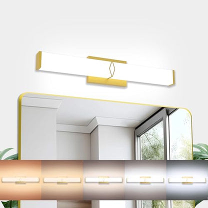 24 Inch Bathroom Vanity Light 2500LM, AC 120V 5CCT Modern Bathroom Lighting Fixtures Over Mirror Dimmable, 25W Gold LED Vanity Lighting Fixtures Wall Sconce ETL Certified, 1Pack - color: Gold-5CCT, size: 24 INCH