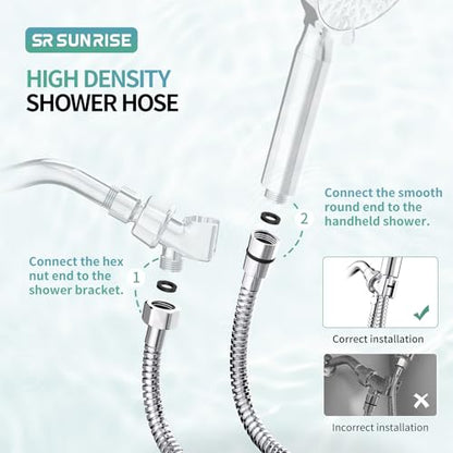 SR SUN RISE Flexible 304 Stainless Steel Replacement Shower Hose with Brass Fittings. RV Shower Hose. Explosion-Proof. 1.8 Meters/71 Inches. Polished Chrome - size: 70.8 Inch