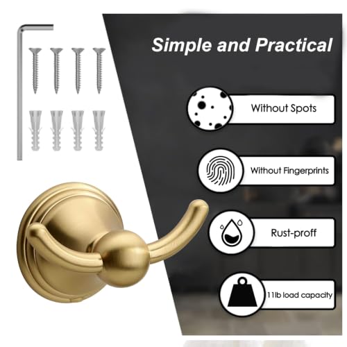 Asidrama 2 Packs Champagne Bronze Robe Towel Hook Bathroom Hooks 8706 - color: Champagne Bronze, size: 2 Pack