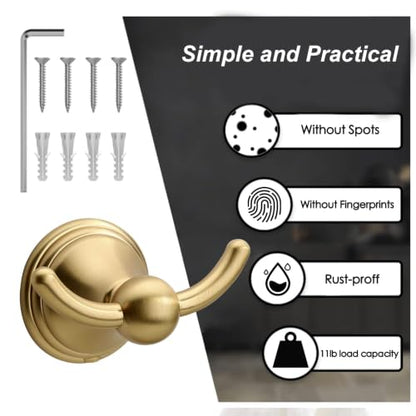 Asidrama 2 Packs Champagne Bronze Robe Towel Hook Bathroom Hooks 8706 - color: Champagne Bronze, size: 2 Pack