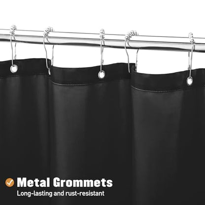 MitoVilla Long Fabric Shower Curtain Liner, Soft & Lightweight Shower Curtain Liner for Hotel, Machine Washable, Waterproof, 72x78 Inch, Black - color: Fabric - Black, size: 72"W x 78"L (Pack of 1)