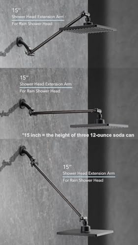 15 Inch Extra Long Adjustable Shower Head Extension Arm With Locking Set Screw, Singing Rain 304 Stainless Steel Angle Height Adjustable, G1/2 Universal Connector Compatible (Oil Rubber Bronze) - color: 4. Oil Rubbed Bronze, style: 15 inch