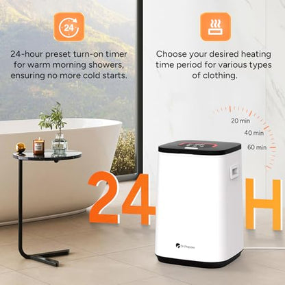 DR.PREPARE Towel Warmer for Bathroom, 23L Towel Warmer Bucket with LED Display, Auto Shut Off, 3 Timer Settings, Child Safety Lock, 4 Hooks, Large Luxury Warmer for 3 Towels, Bathrobes, Blankets, PJ's