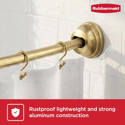 Rubbermaid Curved Shower Curtain Rod, No Drill, 50-72 Inches Adjustable Tension Shower Rod for Bathroom, Non-Slip, No Rust, Gold - color: Gold