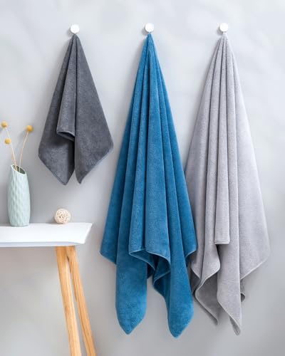 Lumimi Towel Set of 8 Very Soft Microfiber 4 Bath and 4 Hand Towels Quick Dry Light Weight for Bathroom Gym Salon, 8 Pack Blue - color: Blue, size: 4 Bath + 4 Hand