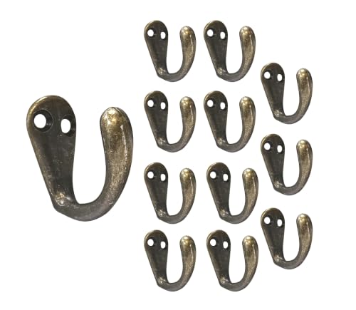 QCAA Single Prong Hook Hanger, Zinc Die Cast (12pack, Antique Brass) - color: Antique Brass, size: 12 Pack