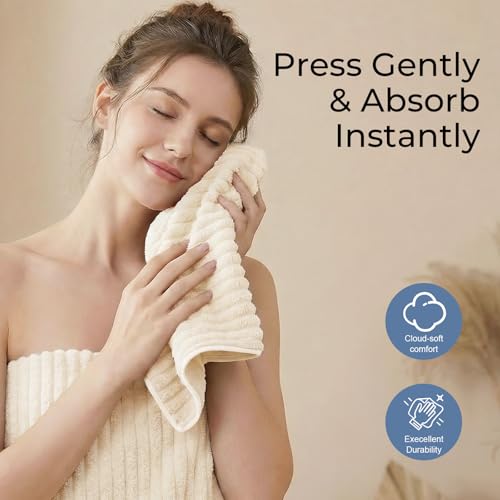 ZVH Hand Towels for Bathroom 6pcs 14X29.5inch,Quick Dry Microfiber,Super Soft,Hand Towels with Hanging Loops for Spa,Kitchen,Hotel (Beige, Set of 6) - color: Beige