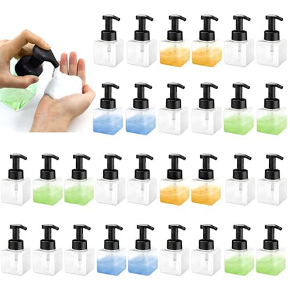 30 pcs 8.5 oz Foaming Soap Dispenser Plastic Foaming Pump Bottle, Refillable Dispenser with Plastic Pump, Empty Hand Bottles for Liquid Soap, Shampoo, Bathroom,Hotel,Restaurant (30, Transparent) - color: Transparent, size: 30