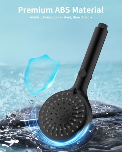 Shower Head with Handheld, High Pressure Showerhead with Hose Black | 80" Extra Long Stainless Steel Hose & Adjustable Bracket, Shower Heads with ON/OFF Switch for Pets Bath - color: Matte Black, style: 6 Spray-Settings