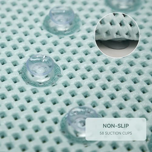 Bathtub Mat Non Slip 36'' X 17'', Soft Foam Bath Mat for Tub, Bathtub Mat with Drain Holes, Suction Cups Shower Mat (Ice Green, 36''X17'')