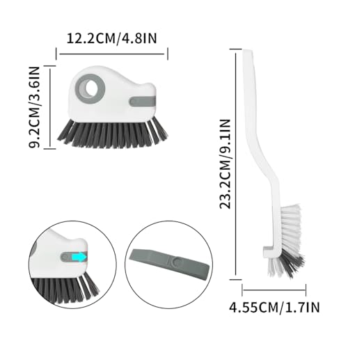 2pcs 2 in 1 Groove Crevice Cleaning Brush Window Track Cleaning Tools,Multifunction Grout Cleaner Tool Crevice Cleaning Brush with Hidden Scraper for Sliding Door Track,Window Sill,Window Seal