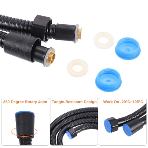 uxcell Shower Hose 79 Inches Extra Long Stainless Steel Handheld Shower Flexible Hose Replacement with Brass Connectors Anti-Explosion Anti-Kink Leakproof Hose, Black - color: Black, size: 2m