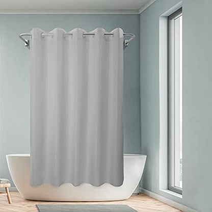 River Dream No Hook Hotel Cloth Grey Shower Curtain Soft Microfiber & Waterproof - Fabric Shower Curtain or Liner, Washable & Bottom Magnets, Gray, 71x74 - color: Grey, size: 71"W x 74"L (Pack of 1)