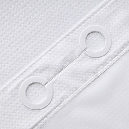RiverDream Heavyweight Waffle No Hook Shower Curtain with Liner,White,71x86 | Dotted Waffle,Snap-in Liner,Heavy Duty,Quick Dry,Mesh Top Window,With Bottom Magnets,Hotel-Grade,Washable,Extra Long Size - color: White, size: 71"W x 86"L (Pack of 1)