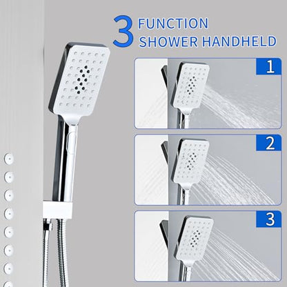 Shower Panel Tower System,Rain Shower Head Rainfall Waterfall | Handheld High Pressure Rain Massage System(Brushed Silver) - color: brushed silver, style: Upgrade and lengthen
