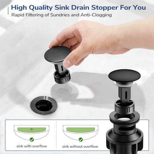 Centerset Bathroom Faucet with Pull Out Sprayer, 4 Inch 2 Handle Sink Faucet with Pop Up Drain, Stainless Steel Vanity Faucet with 2 Supply Hoses, Matte Black - color: Matte Black, size: 4 IN