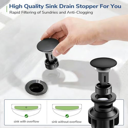 Centerset Bathroom Faucet with Pull Out Sprayer, 4 Inch 2 Handle Sink Faucet with Pop Up Drain, Stainless Steel Vanity Faucet with 2 Supply Hoses, Matte Black - color: Matte Black, size: 4 IN