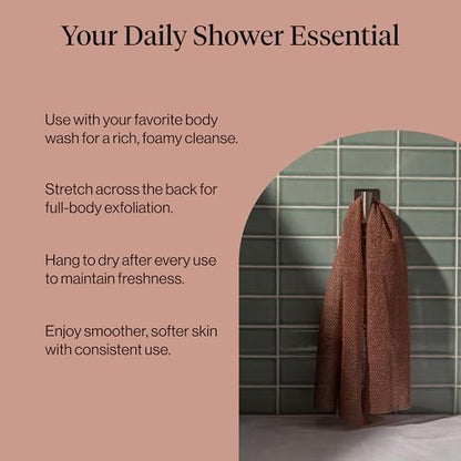 Kitsch African Net Sponge – Exfoliating Body Scrubber – Rosewood, 3 Pcs | for Cleansing & Gentle Daily Exfoliation – Stretchable Bath Sponge for Hard-to-Reach Areas – Long-Lasting Shower Essential - color: Rosewood