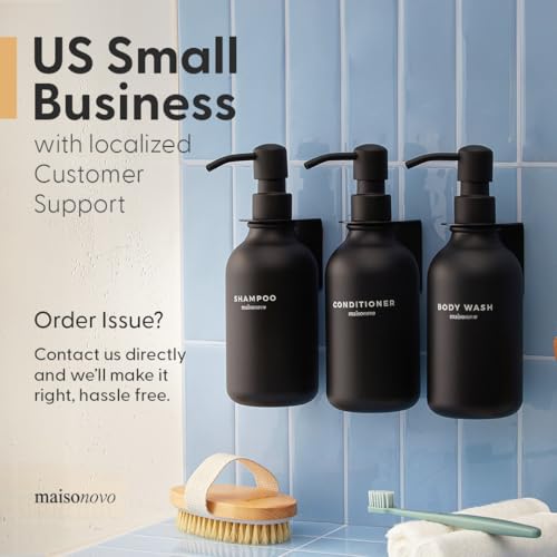 MAISONOVO Adhesive Soap Holder | Shampoo Bottle Holder Set of 2 - Gold | Soap Bottle Holder | Wall Mounted Soap Holder | Soap Dispenser Holder - color: Gold